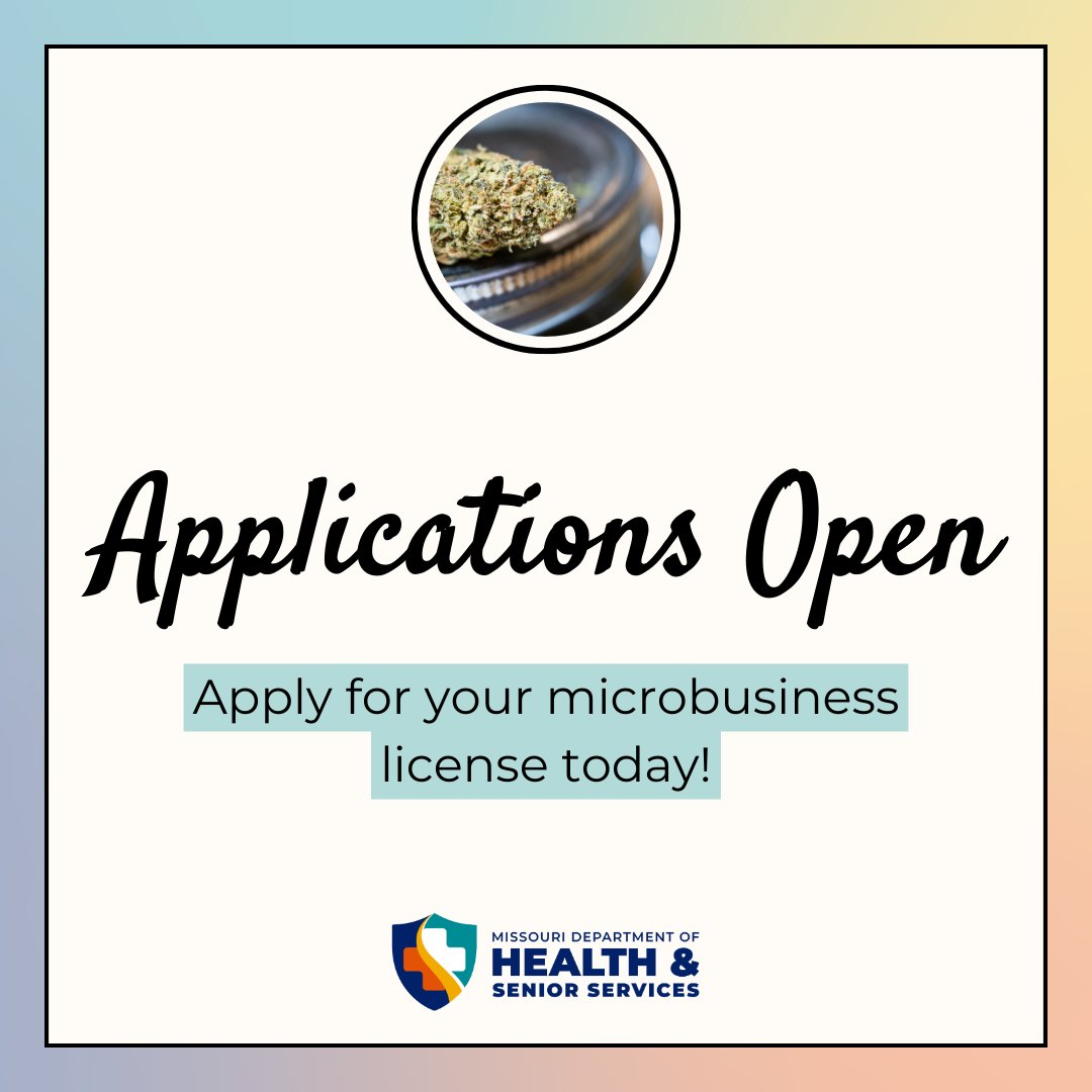 WHAT ARE YOU WAITING FOR? Applications for microbusinesses opens today and will close on April 29. Don't risk missing out - there could be a license with your name on it in the near future! 🤩 Visit Cannabis.Mo.Gov to apply today!