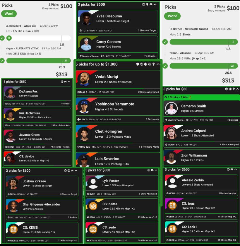 🎉 Weekend wins were off the charts in our Discord! 🚀 Smashed it with two 5-man and six 3-man hits on Underdog, plus some killer ParlayPlay successes! 🔥 Join the winning team and get those bets in! 10 likes and reposts for a $50 giveaway, must be following @BonesawsDFS and I.