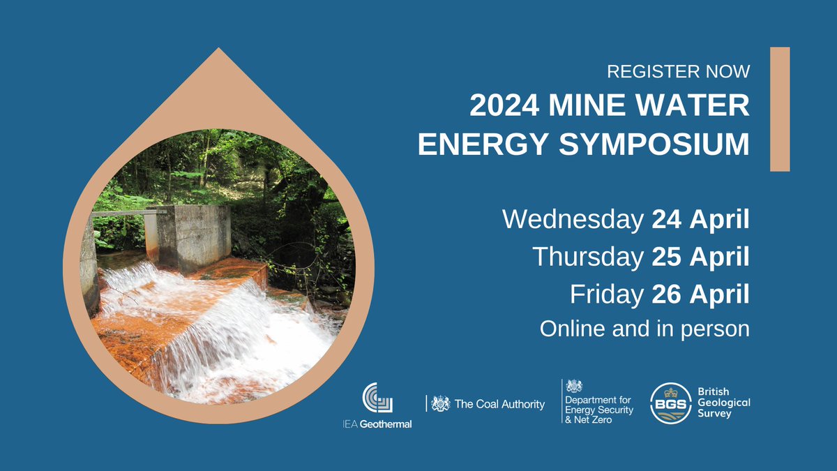 In-person tickets for #MineWaterEnergy2024 close on Wednesday, so don't miss out! 

The symposium, taking place @ourdynamicearth will focus on all aspects of mine water energy, inc heating projects, biogeochemistry & social sciences.

Register here: eventbrite.co.uk/e/mine-water-e…