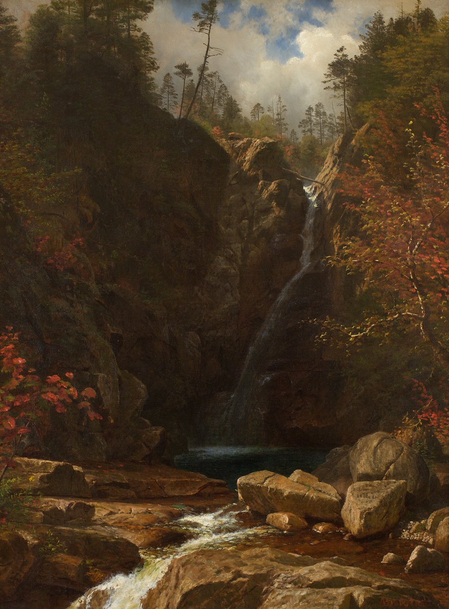 Glen Ellis Falls by Albert Bierstadt, 1869. #waterfall #landscapes
