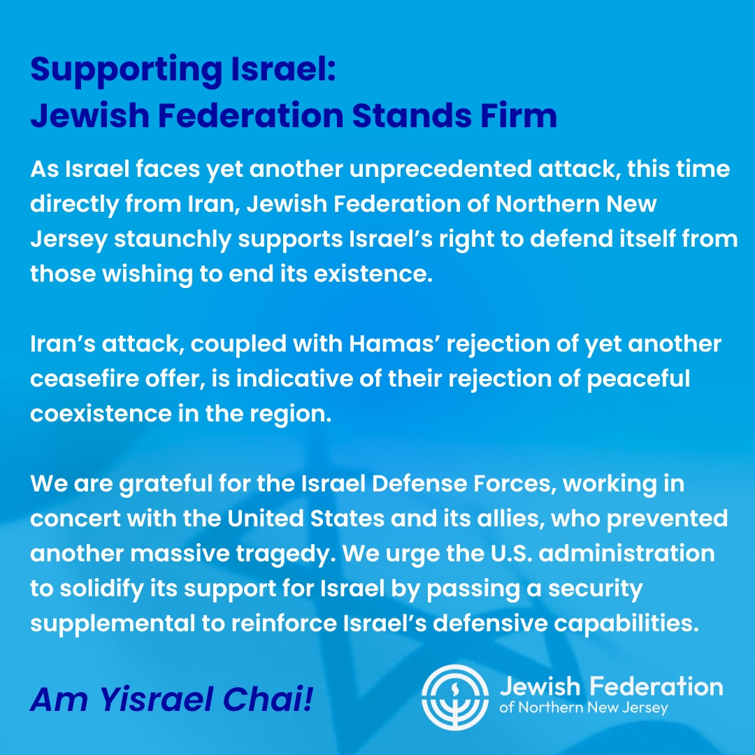 JFNNJ's tweet photo. We Stand With Israel. #AmYisraelChai 🇮🇱
#BringThemHome
#BringThemHomeNow
#StandWithIsrael
#JFNJ
#JewishFederation https://t.co/qbWtVYM3G4