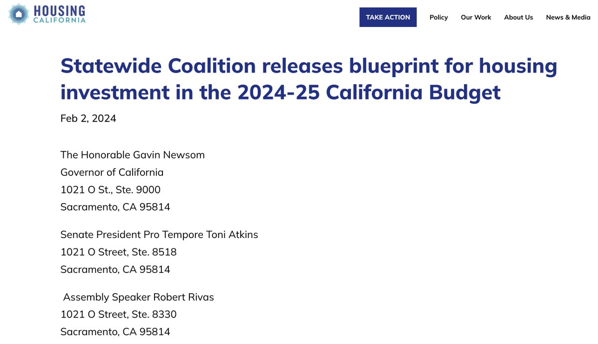 Cuts to housing and homelessness programs will lead to more Californians becoming unhoused. We can't afford to lose ground during hard times. Our #CABudget must prioritize people, especially low-income households. @housingca's blueprint, okt.to/qdr2KY, shows us how.