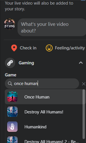 Got Facebook Gaming to add <a href="/OnceHuman_/">Once Human</a> to the Game List 😈 Only took a week but we made it happen. W