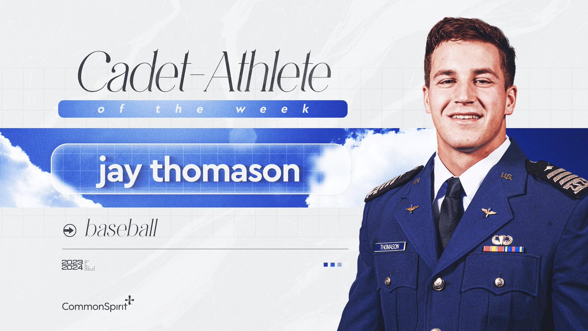 Jay Thomason is your 𝐂𝐚𝐝𝐞𝐭-𝐀𝐭𝐡𝐥𝐞𝐭𝐞 𝐨𝐟 𝐭𝐡𝐞 𝐖𝐞𝐞𝐤 ⚡️ Jay Thomason helped Air Force to a 3-1 record in four games at home this week, including a series win against #15 Dallas Baptist over the weekend recording 4 HR’s and 14 RBI’s in the four game stretch.