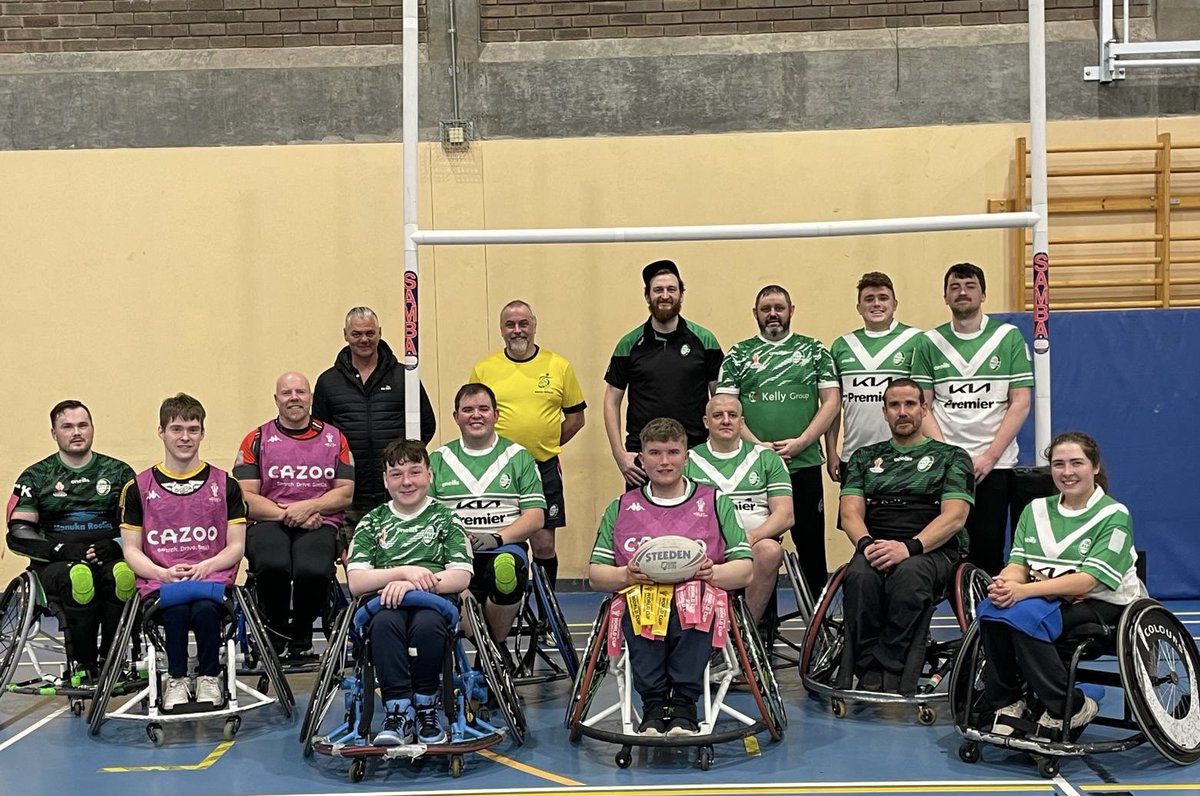 Fantastic weekend of wheelchair rugby league. A well attended taster session in Belfast on Saturday and a match on Sunday. Lots of new players ✅ Sports chairs ✅ Dedicated volunteers ✅ @Irelandrl 🟢⚪️♿️🏉