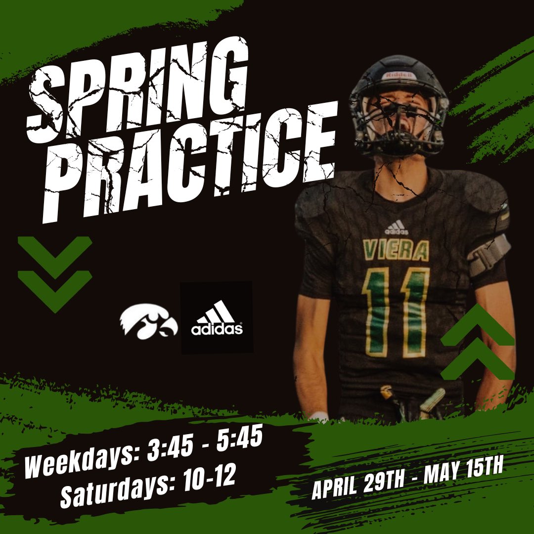 🚨 Important Spring Practice Details 🚨 🏈 Spring Practice will begin April 29th (NOTE: Current VHS players ONLY), rising 9th graders zoned for Viera may attend practice to WATCH ONLY. 📅 Weekday practice 3:45- 5:45, Saturdays 10-12 🏥 A CURRENT PHYSICAL MUST BE ON FILE.