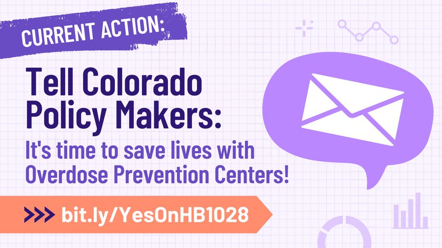 🚨ACTION ALERT!! APR 18th there will be a public hearing on HB24-1028 'Overdose Prevention Centers' before the CO Senate Health & Human Services Committee. Take 3 minutes to save lives from overdose by emailing the committee, asking them to vote YES: 🧰bit.ly/YesOnHB1028
