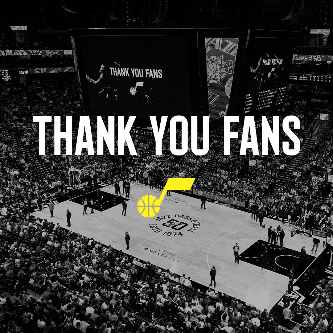 Thank you for supporting us—on and off the court—through 82 games and as we celebrated 50 seasons of Jazz basketball. None of this would be possible without the passion of our fans 💛 #TakeNote