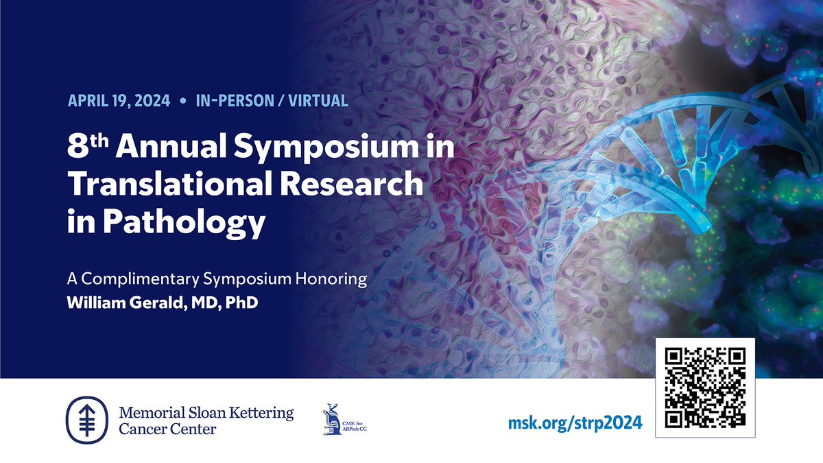 MSKCME's tweet image. Don't miss your chance to join us this Friday for @MSKPathology's 8th Symposium in #TranslationalResearch in #Pathology, featuring the 2024 William Gerald awardee &amp;amp; lecturer, Dr. Jorge Reis-Filho. Complimentary registration for all: bit.ly/STRP2024