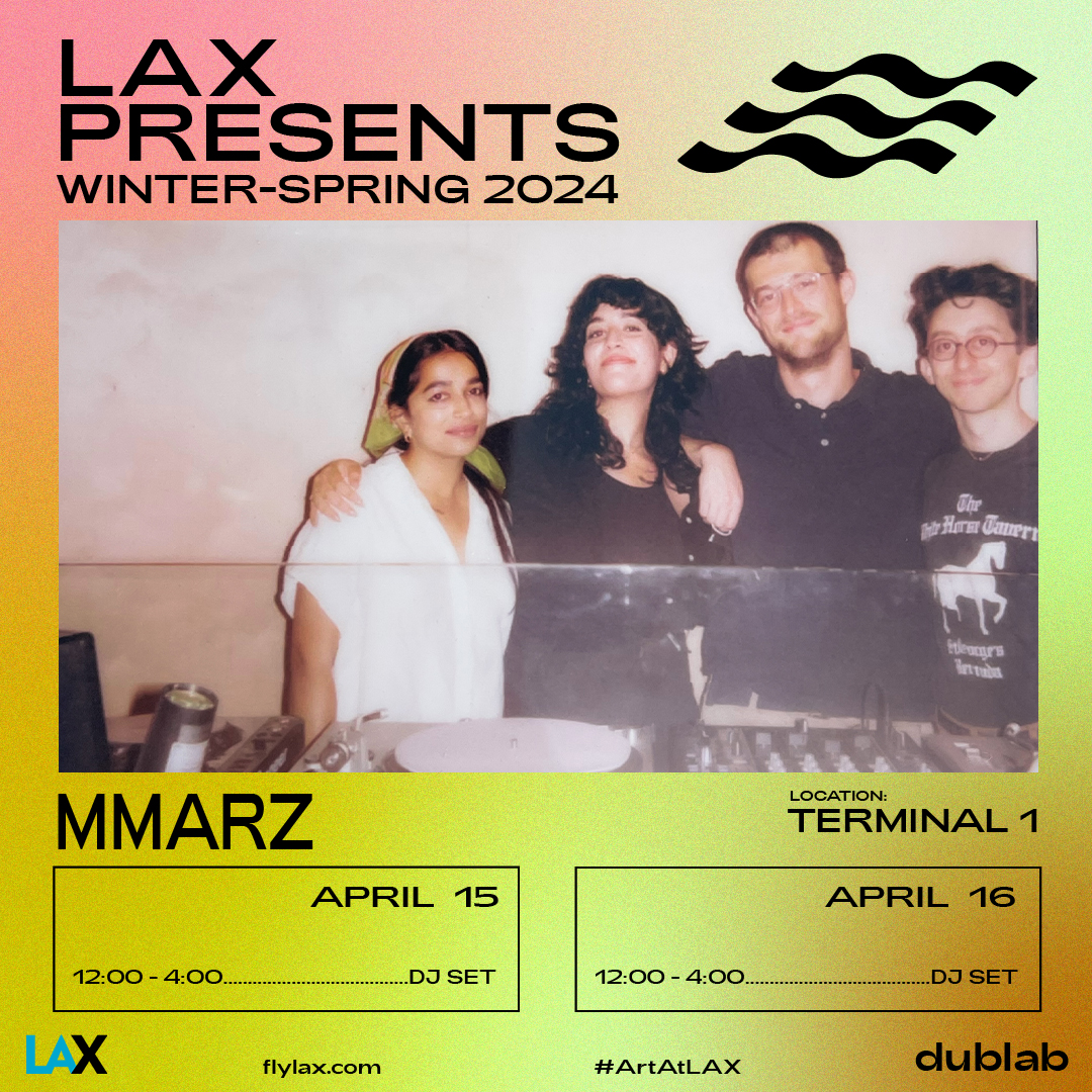 LAX Presents MMARZ (@mmarz.mix), in association with @dublab. The music collective will perform alternating live DJ sets for ticketed passenger in Terminal 1 today and tomorrow starting at 12PM. #LAXPresents #ArtAtLAX