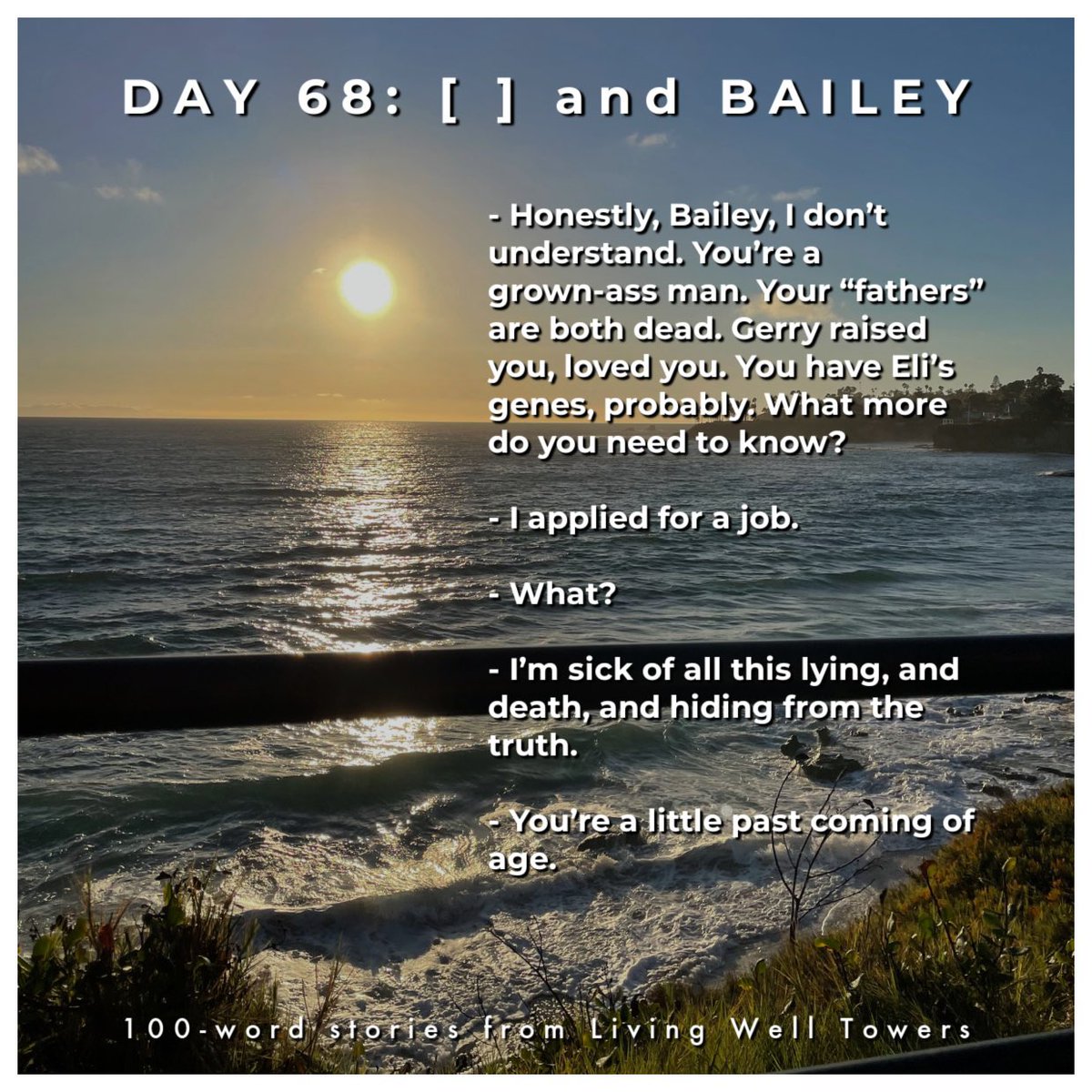 Bailey’s news comes out of nowhere. Where’s he going? What is he doing? Follow the #100wordstories #serial #amreading #amwriting on Patreon.com/TheStories839