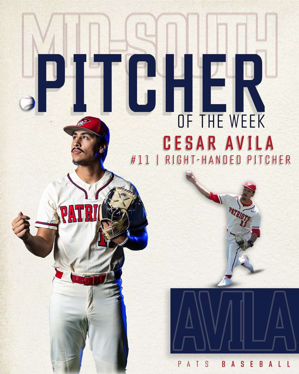Cesar Avila was named the Mid-South Conference Pitcher of the Week for the third time this season! #OneBigTeam 

Read more - tinyurl.com/2dmvav8a