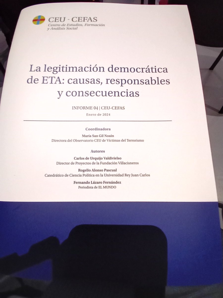 Enhorabuena a @CEFAS_CEU por este informe que están presentando ahora mismo en #Madrid María San Gil, Ana Velasco, Carlos de Urquijo y Fernando Lázaro. 👇