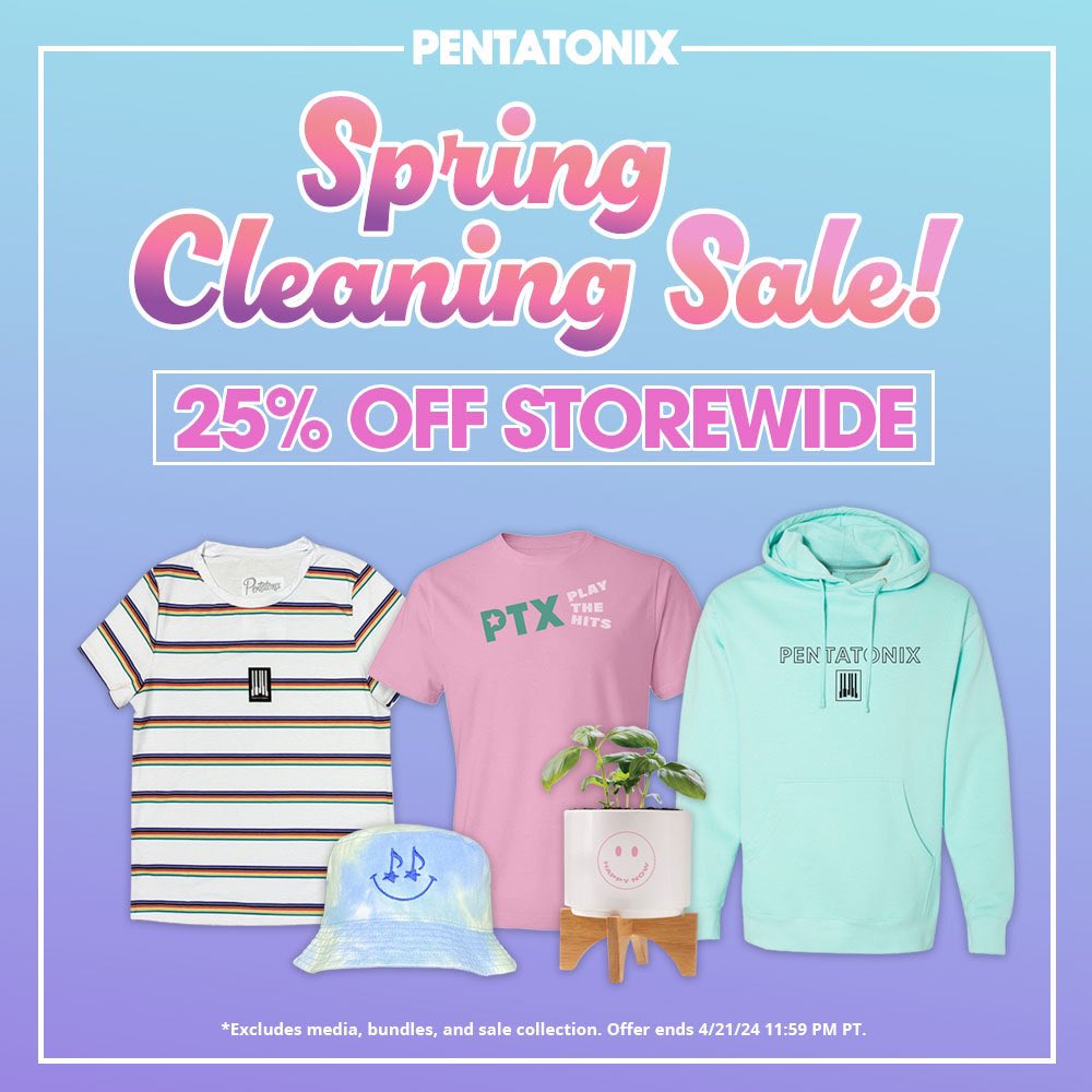 ✨ Spring Cleaning Sale!!! ✨ Save 25% OFF STOREWIDE when you shop #PTXMerch from our online store. Offer ends 4/21. shop.ptxofficial.com