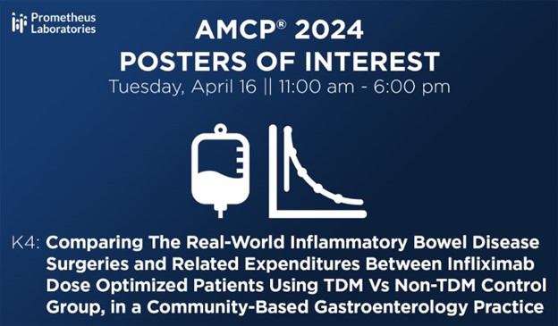 At #AMCP2024 inflammatory bowel disease surgery rates & associated costs for #infliximab treated #IBD patients with dosing optimized via #TherapeuticDrugMonitoring will be shared. A collaboration w/ @lynx_md that has significant impacts on #ManagedCare in #GI. #HealthcareFinance