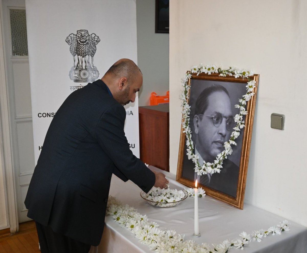 Birth Anniversary of Bharat Ratna Dr. B. R. Ambedkar celebrated by the Consulate. Officials paid floral tributes to him. #AmbedkarJayanti #Ambedkar