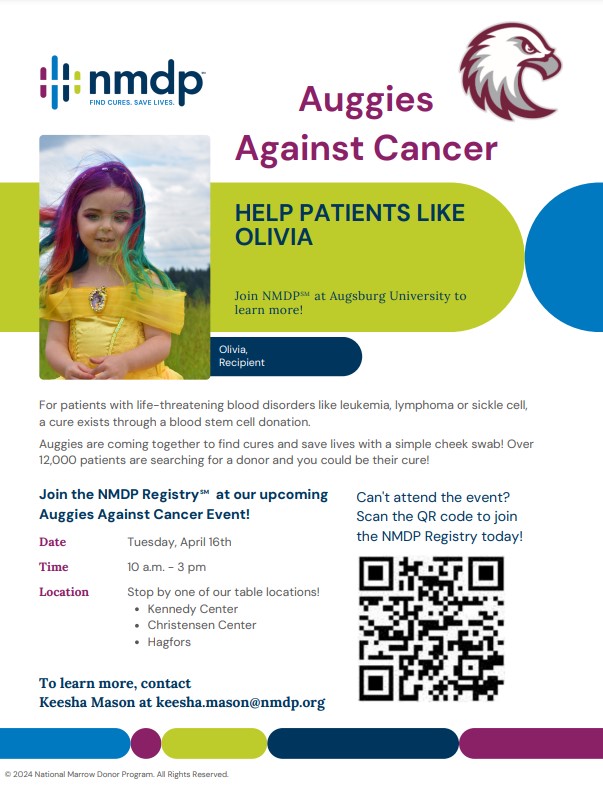 Augsburg_FB's tweet photo. @Augsburg_FB is hosting a donor registry drive for @nmdp_org or campus tomorrow between the hours of 10-3.  Last year we registered over 300 people! Come help us kick cancers butt! https://t.co/h3wDMIsTGn