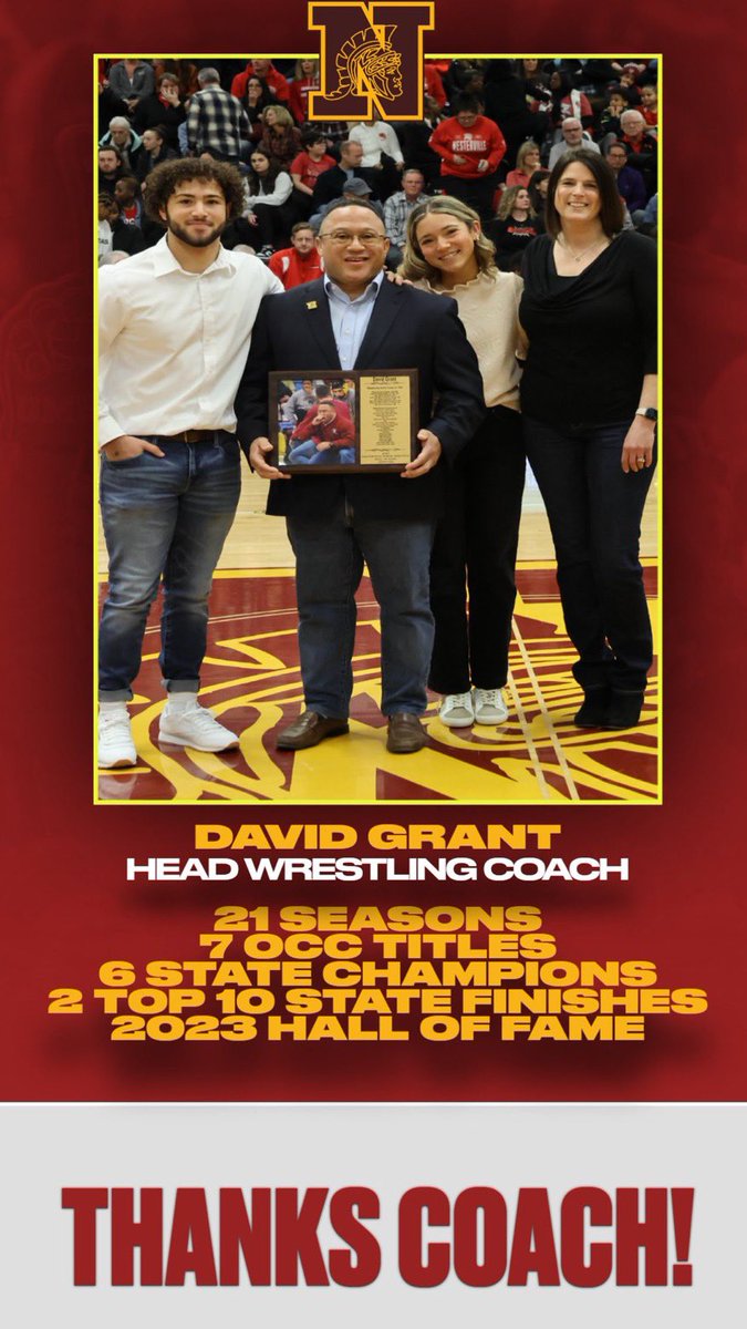 WNHS_Wrestling's tweet photo. Thank you for everything. For all you have given to the sport and the men and women you have helped along the way on and off the mat. 

-Current/Past Warrior Wrestlers https://t.co/NfM7BKbR7e
