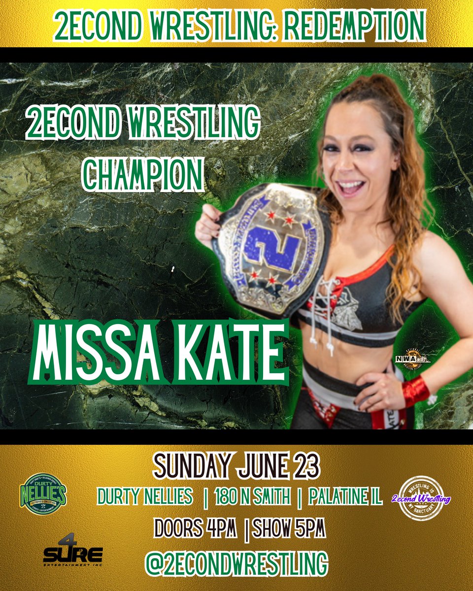 On to the next one... June 23rd back at @DurtyNellies the Champ @MissaKate23 will be in action! Tickets available soon!