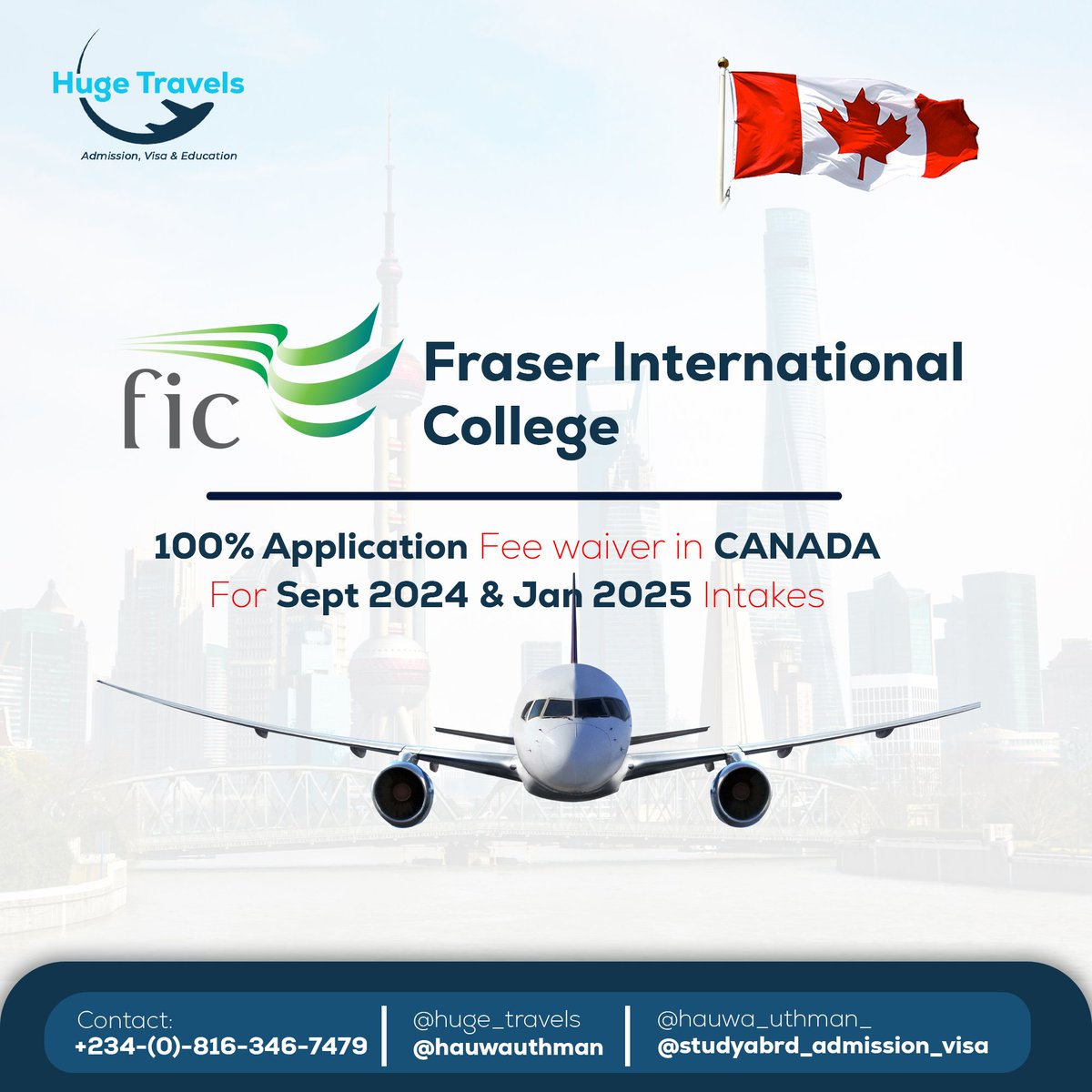 🌟 Exciting Announcement!! 🌟
100% Application fee waiver in CANADA for Sept 2024 and Jan 2025 intakes

Start your education Odyssey today with Huge travels
Contact us to discuss your study abroad aspirations and let's turn your dream into reality.
#StudyInCanda
#CanadaEducation