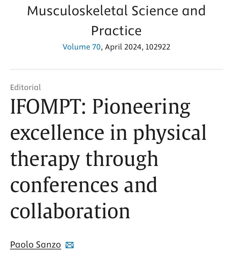 ‘In the realm of physical therapy (PT), IFOMPT stands as a beacon of excellence’ ‘IFOMPT conferences provide an unwavering commitment to fostering collaboration, innovation & excellence for PTs on a global & inclusive scale’ buff.ly/49IAsy5 What are your thoughts?👀
