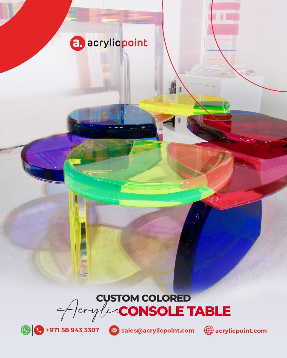 acrylic_point's tweet image. Discover our custom coloured acrylic console table, featuring a spectrum of vibrant hues to match your style. 

Whatsapp +971589433307 to find your best product.

#AcrylicPoint #acrylicconsoletable #acrylictable #acrylicproduct #uae