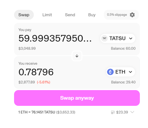 ohyeahrob's tweet photo. You can claim $TATSU worth of 3000$ https://t.co/pdIzU9hw6K https://t.co/61bs0TRRWr