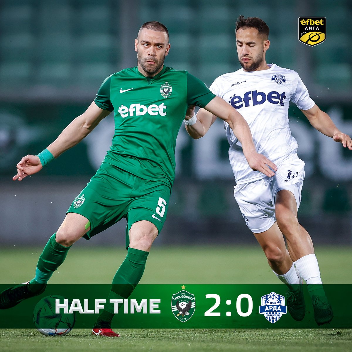 ☝️ HALFTIME: Ludogorets leads on Arda (Kardzhali) with 2:0 #ludogorets #arda #ludogoretsarda