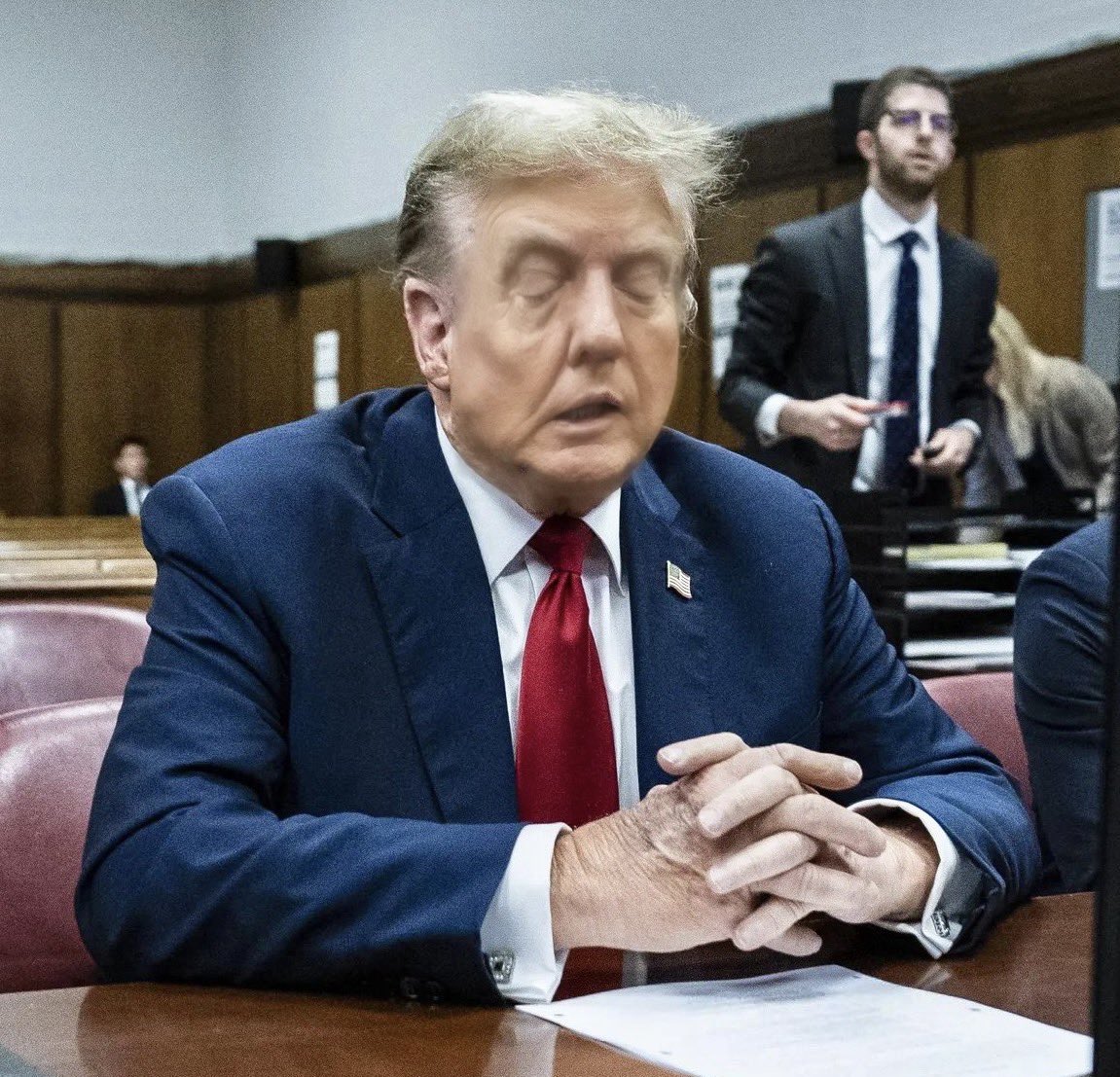 What do you think Trump is dreaming about right now at his criminal trial? 😴 #SleepyDon