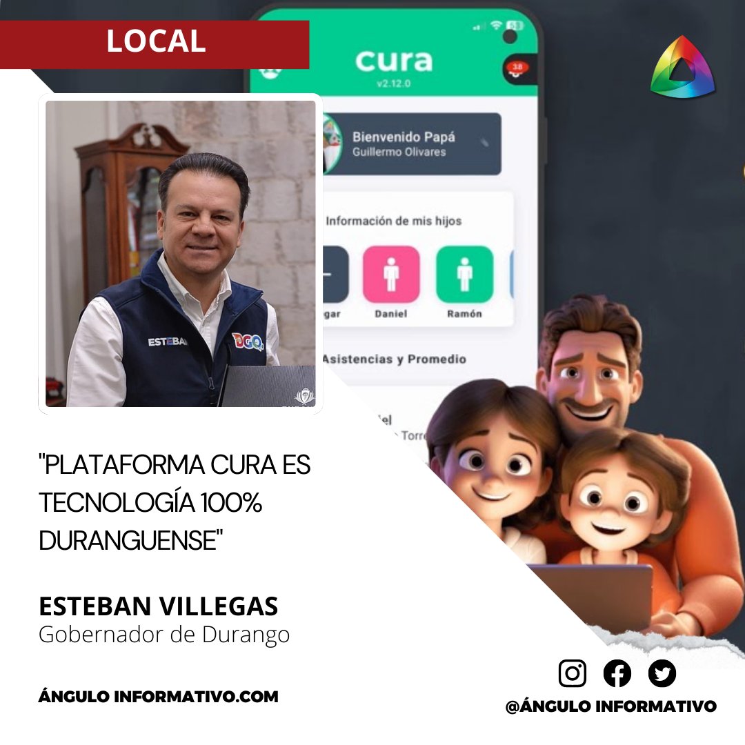 AnguloInforma's tweet photo. 🔵 #Durango | "Plataforma #CURA es tecnología 100% duranguense", aseguró el gobernador del estado @EVillegasV, tras la presentación de esta herramienta #digital. Los #maestros y #padres de familia podrán tener un mejor conocimiento de los avances académicos. https://t.co/XpyblUYCWl