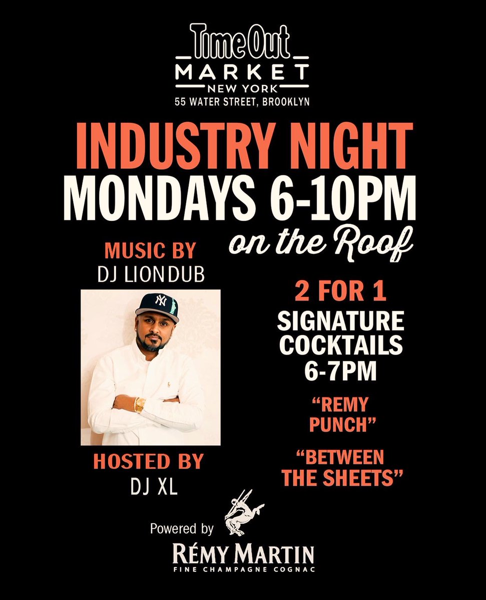 Each and every Monday at @TimeOutMarket #NYC in #Dumbo #Brooklyn. 6-10pm. Sponsored by @remymartinUS. No Cover!