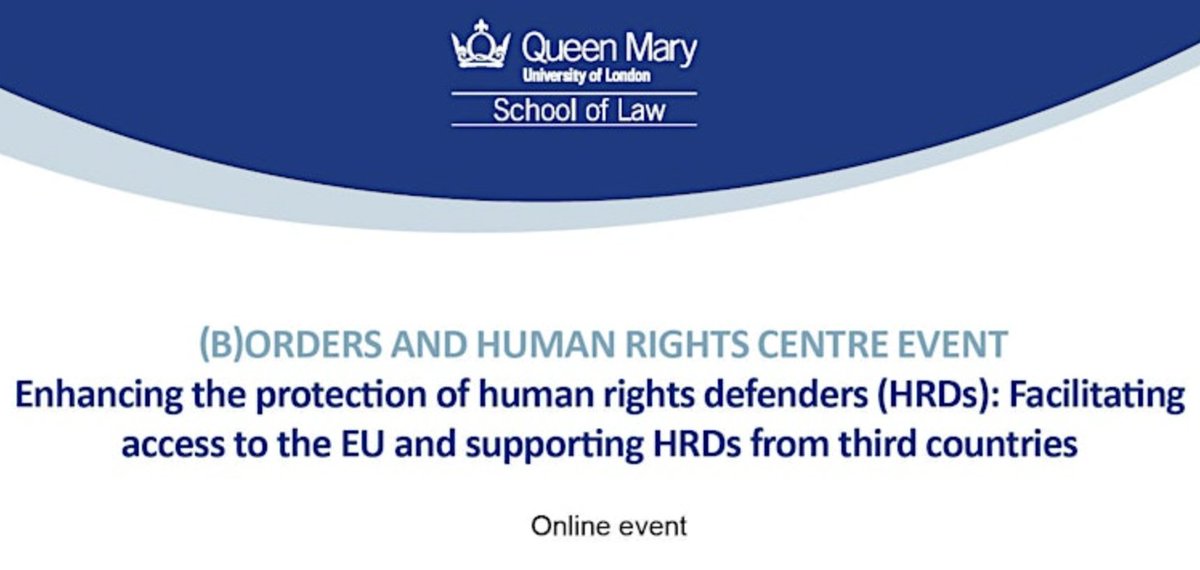 🔔Join us ‼️(B)OrderS Event shorturl.at/jlprF 17 March 4pm UK💡 #HumanRightsDefenders' access & protection in #EU w/ Elspeth Guild (@QMSchoolofLaw) Niovi Vavoula (@ResearchLux) @EdODonovan3 (@MaryLawlorhrds) Tamas Molnar (@EURightsAgency) Register shorturl.at/ivLT4👇