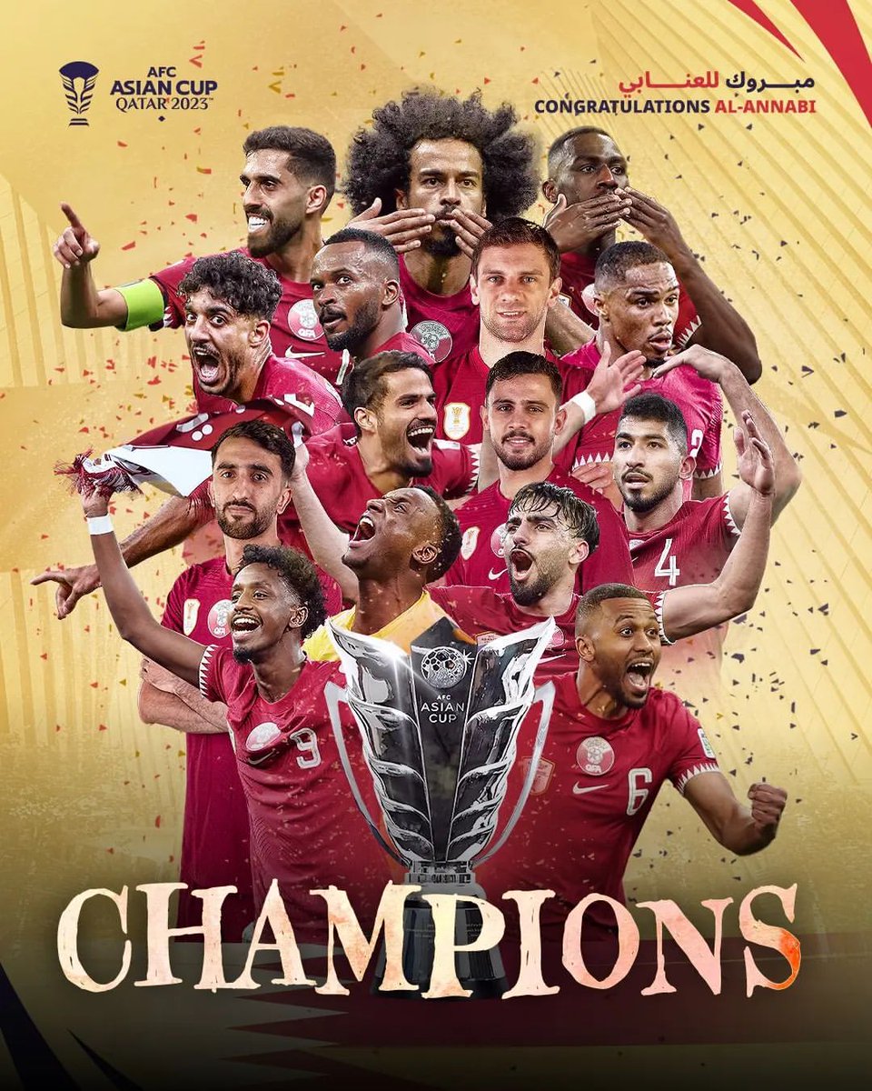 ngobduniabola's tweet photo. SELAMAT!! Timnas Qatar U-23 menjadi juara Piala Asia U-23 2023🇶🇦

Gausah lama-lama, kasih aja pialanya ke QaVAR eh Qatar. Udah ketebak juga juaranya dibantu panitia.

Timnas Indonesia U-23 alhamdulilah nyampe final. Wasit hebat terpilih juga Nasrullo.

cr: @/timnaszone_id on IG. https://t.co/7mcdA9H7b8