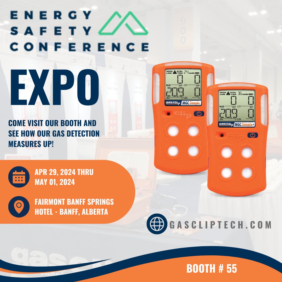 clip_gas's tweet photo. Come see us at the Energy Safety Conference in booth #55 up in Banff, Canada! We will be there April 29th - May 1st. Come experience our gas detector demonstrations and find out why Gas Clip detectors are the most reliable and affordable gas monitors. #oilandgas #safety https://t.co/CWu0hXSdWI