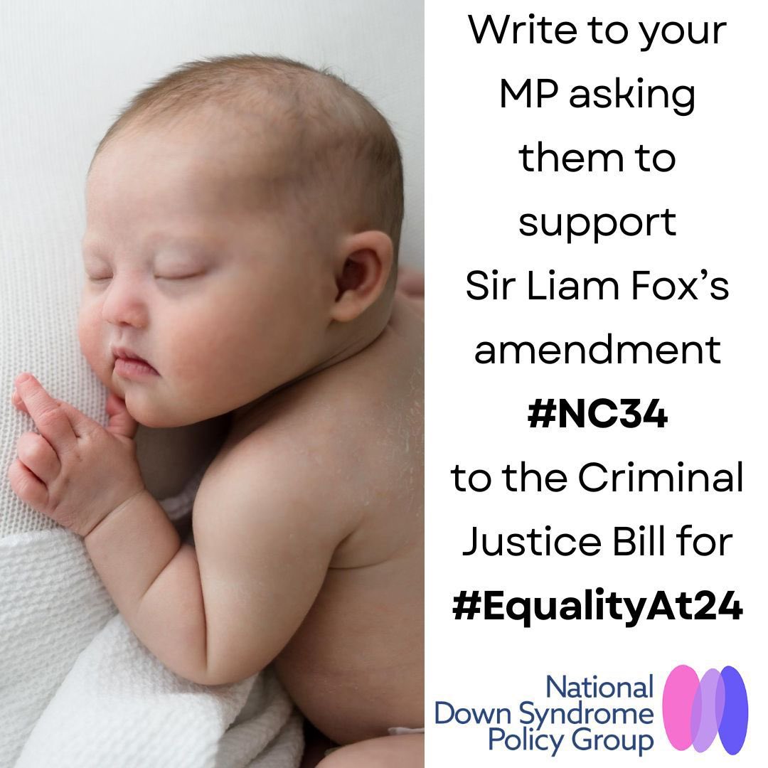 Support @LiamFox’s #NC34 amendment that addresses outdated & discriminatory practices associated with Down syndrome. It would mean pregnant women will no longer be offered abortions after 24 weeks purely on the basis that the baby has Down syndrome How you can help ⬇️