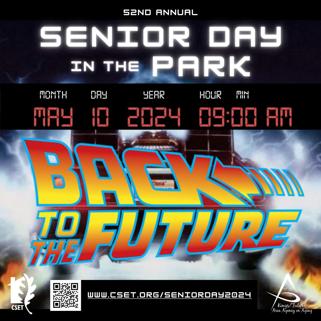 Join CSET for the 52nd Annual Senior Day in the Park 2024 on Friday, May 10th at 9 AM in Mooney Grove Park in Visalia, CA! Free for the general public and open for sponsorships, come for live music, food, games, exhibitors and more! bit.ly/3W0z3zU