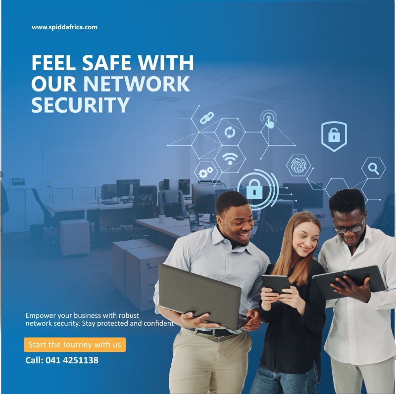 Feel confident in your business's safety with our robust network security. Stay protected and focused on growth.

Start a Journey with Spidd Africa, visit: spiddafrica.com or Call: 041 425113

#NetworkSecurity#BusinessProtection