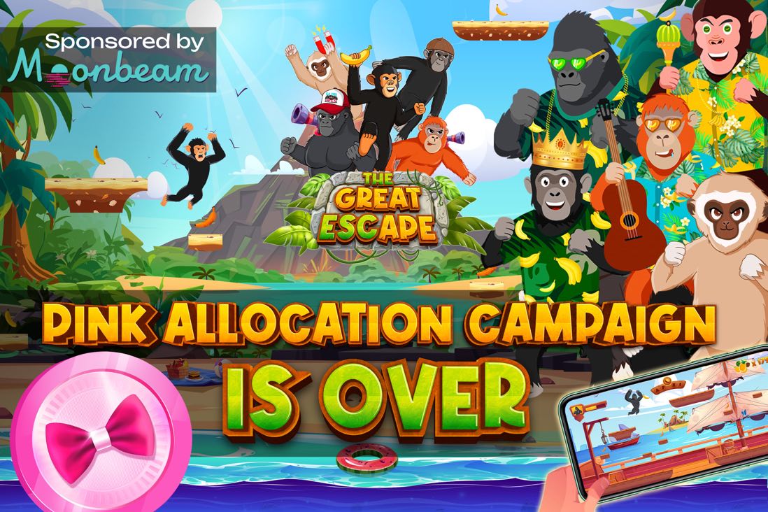 The Great Escape x @MoonbeamNetwork $PINK distribution campaign is now over! 👀The full ranking results will be published on our Discord tomorrow. 🎀 Distribution: 70% Top 100 best accumulated scores 30% new players who played at least 3 games. Congrats to all players! 🥳
