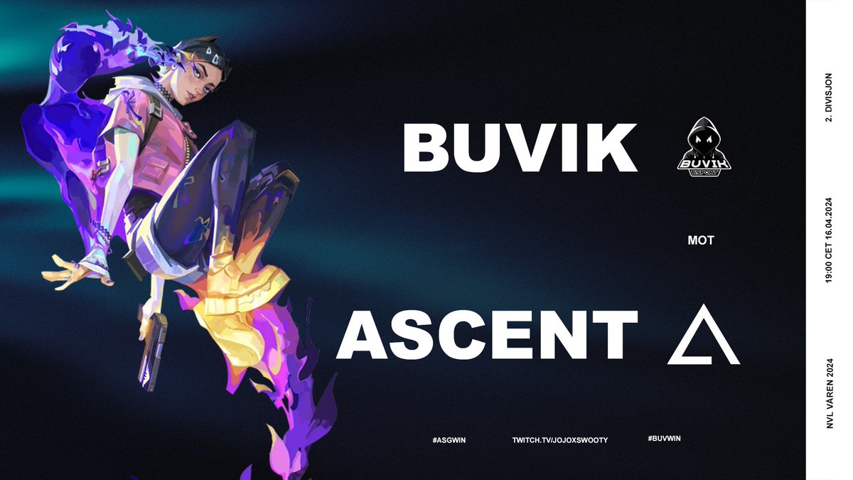 I morgen kl 19:00 tar vi en tur innom 2. divisjon i NVL for å få med oss 2 sterke lag som skal kjempe om 3 poeng på tabellen.

#BuvikEsport 🆚 <a href="/AGnordic/">Ascent Gaming</a> 
⏰: 19:00 CET
🎥: Link under