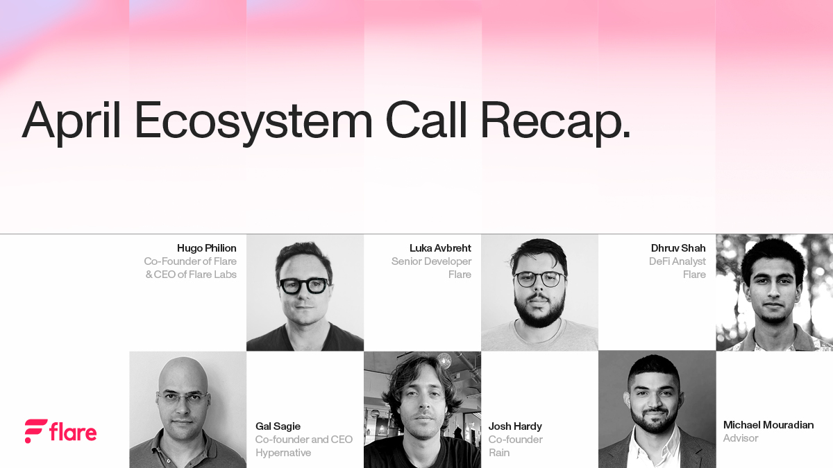 DeFi on @FlareNetworks is ☀️ with @rainprotocol, @HypernativeLabs & the FTSOv2. Missed our call? Catch up on • FTSOv2 Scaling & Fast Updates • New data feed possibilities • What makes the FTSO unique • What's NEXT Start strong this week with: flare.network/april-ecosyste…