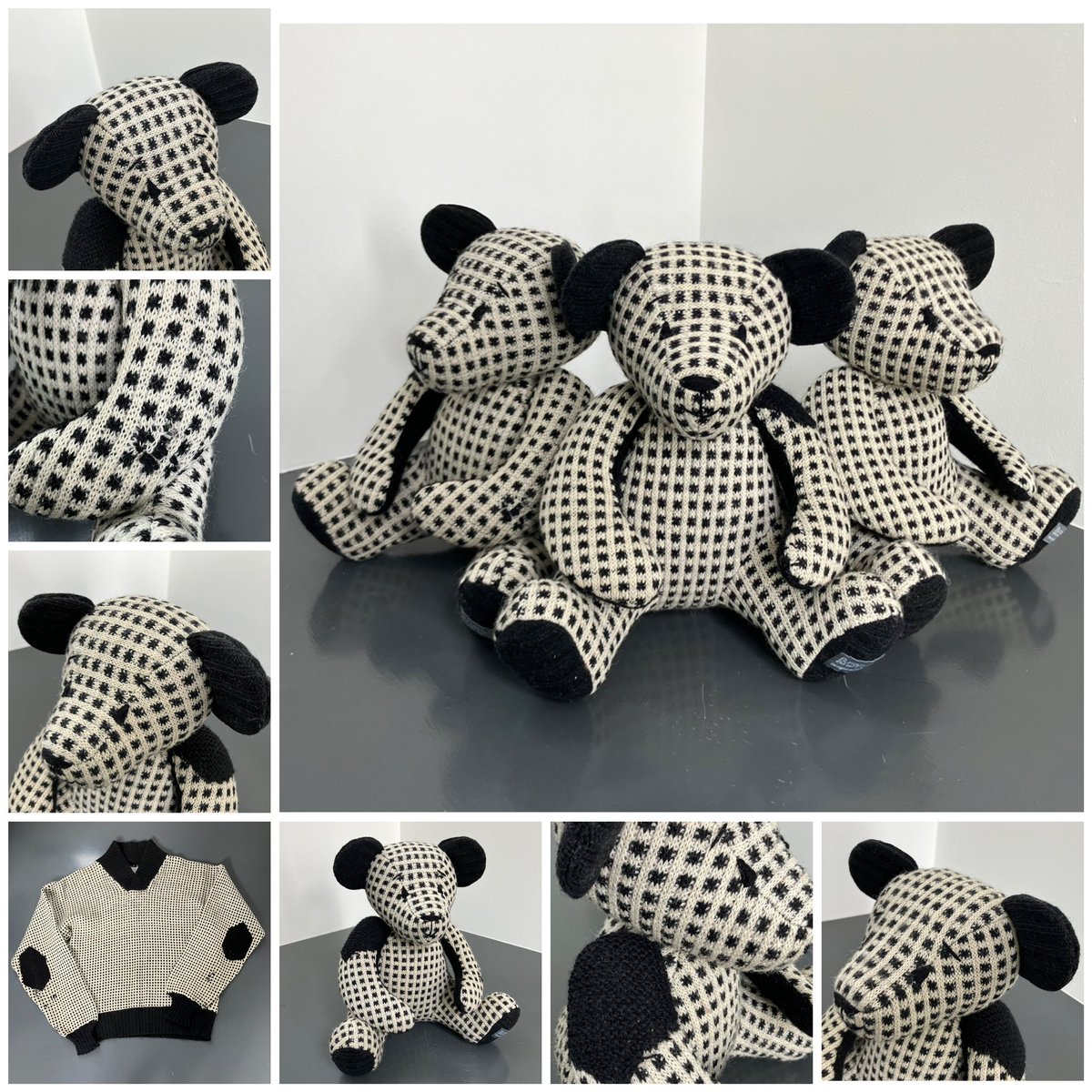 Burra Bear commissions:
a family of Burra Bears made from a favourite woolly jumper in memory of a dear husband, father and grandfather, much loved and very sadly missed
#burrabears #shetland