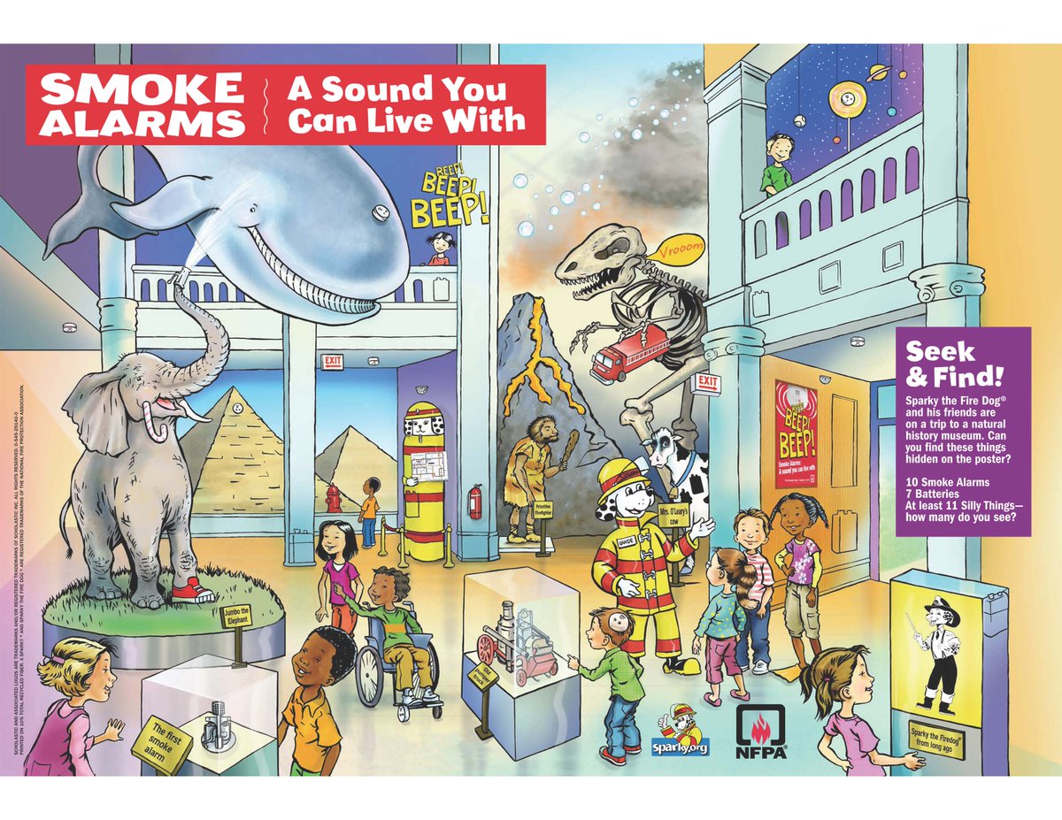 Headed to the museums this spring break? Take this Sparky seek and find with you to spark conversations about smoke alarm safety with your kids: nfpa.social/xmZa50RgjgR #kidsactivities #summervacation
