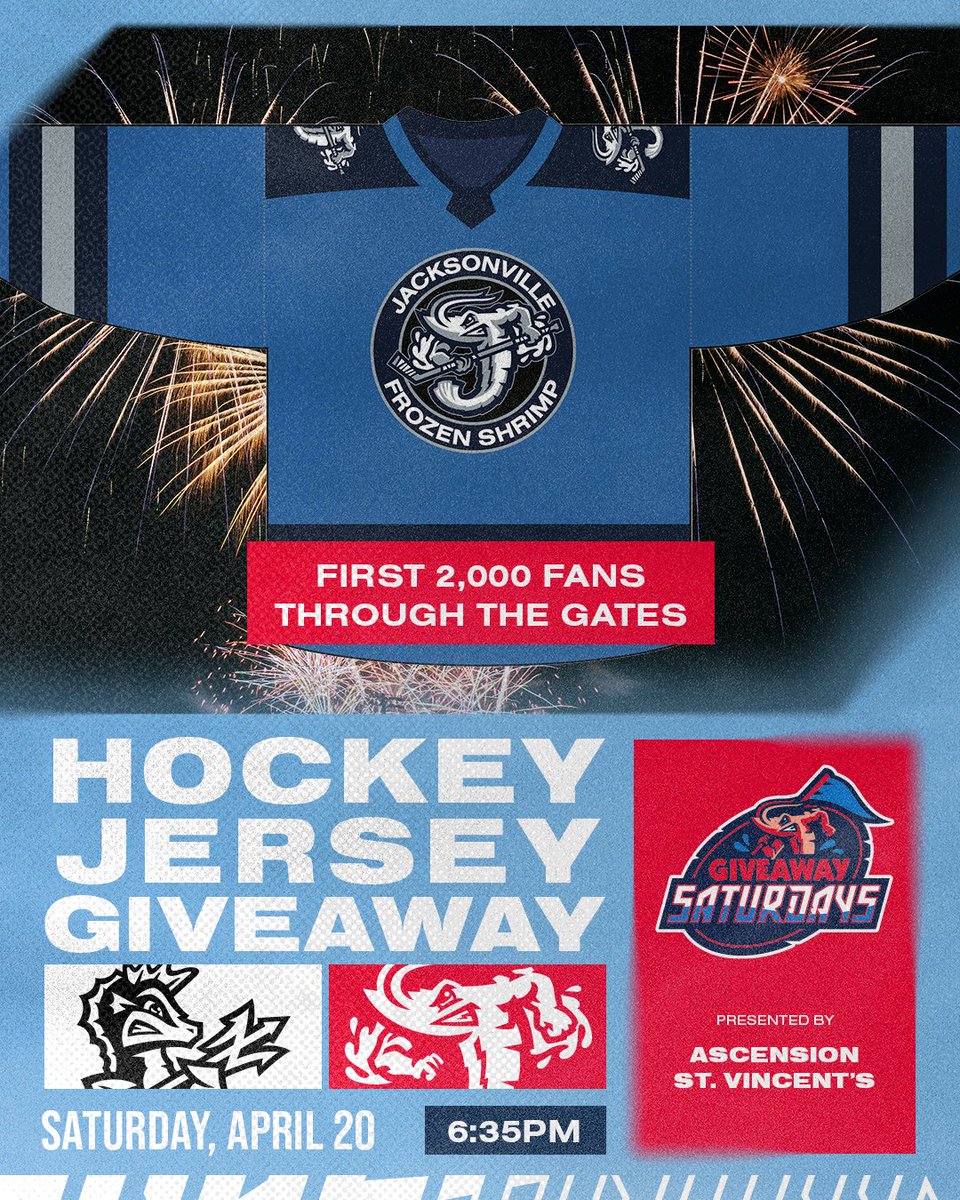 The @JaxIcemen start their playoff quest on Thursday and we've got this sweet Frozen Shrimp hockey jersey giveaway Saturday!  LGI x CrustaceanNation