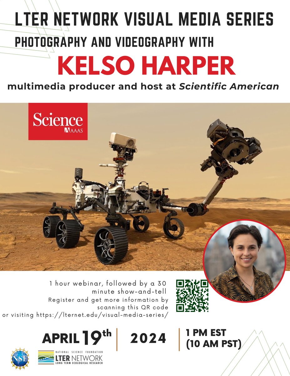 This Friday at 10 am PT hear @kelso_harper present on communicating science through photos, videos, and other media! Kelso's presentation will be followed by a 30 minute show and tell. Register here: lternet.edu/stories/introd…