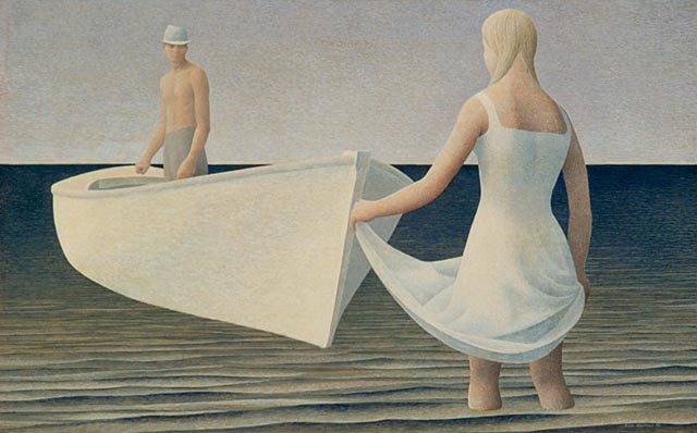 @Betty22754996 #arts #artlovers #ArteYArt #painting #donneinarte #music Alex Colville - Woman, Man, and Boat 1952 🌿