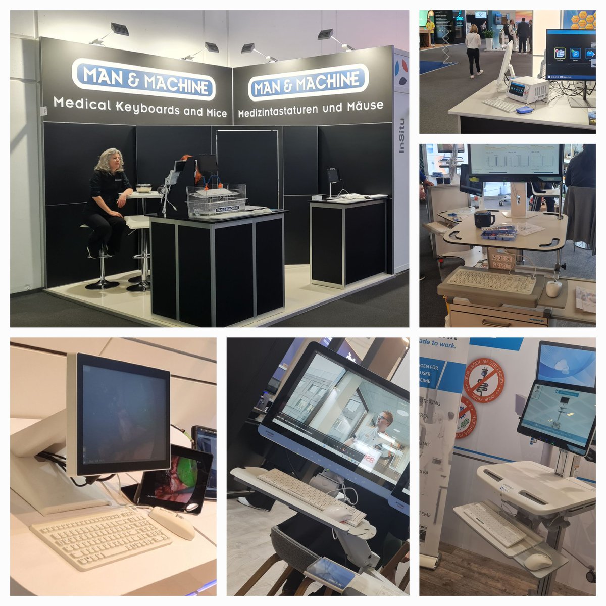 Collage of reason why I attended @_DMEA Healthcare trade fair in Berlin last week! The best of desinfectable keyboards! On show on nearly every booth! Man & Machine! Stay tuned!