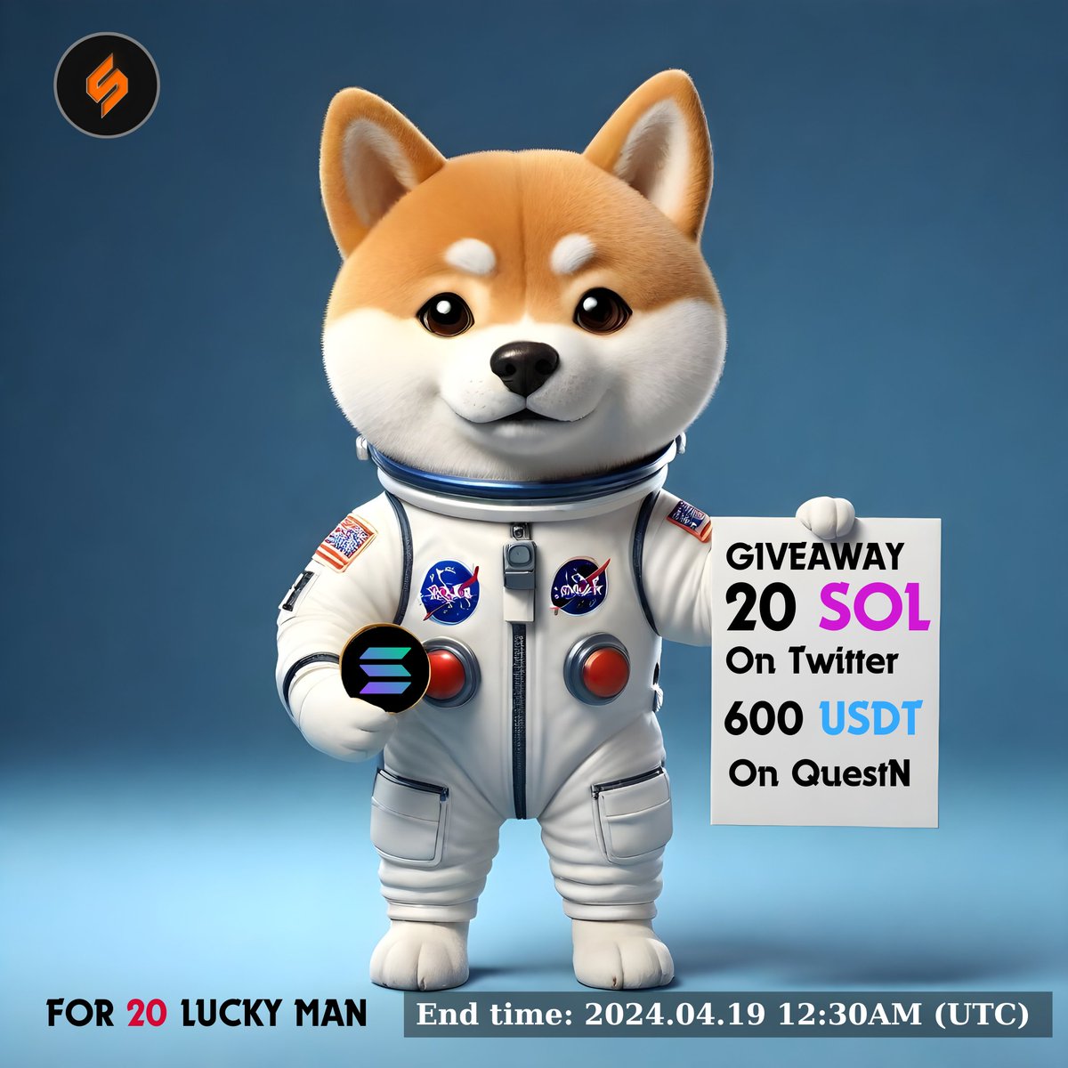 🪙 GIVEAWAY 600 USDT on QuestN, 20 SOL for 20 lucky people 🪙 QuestN: app.questn.com/quest/89423755… 1. Follow: twitter.com/Spacedog_fi 2. Join Channel: t.me/spacedog_chann… 3. Join Group: t.me/Group_spacedog 4. Like + RT this tweet 5. Comment Tag 3 friends with hastag #SPACEDOG