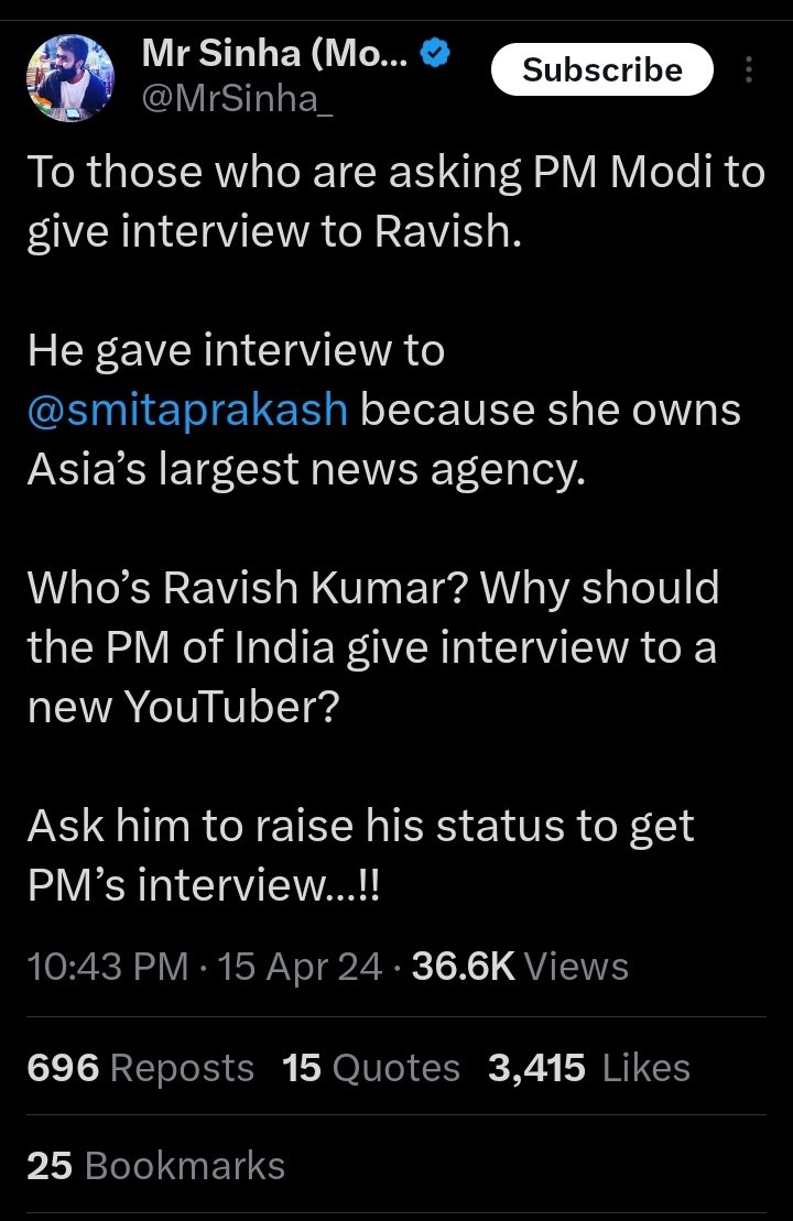 Personally I don't like Ravish Kumar , he is anti Hindu and hypocrite to the core but the argument given by this Chatukar is flawed. Carlson Tucker doesn't work for any channel or doesn't head any news agency but Putin gave interview to him.