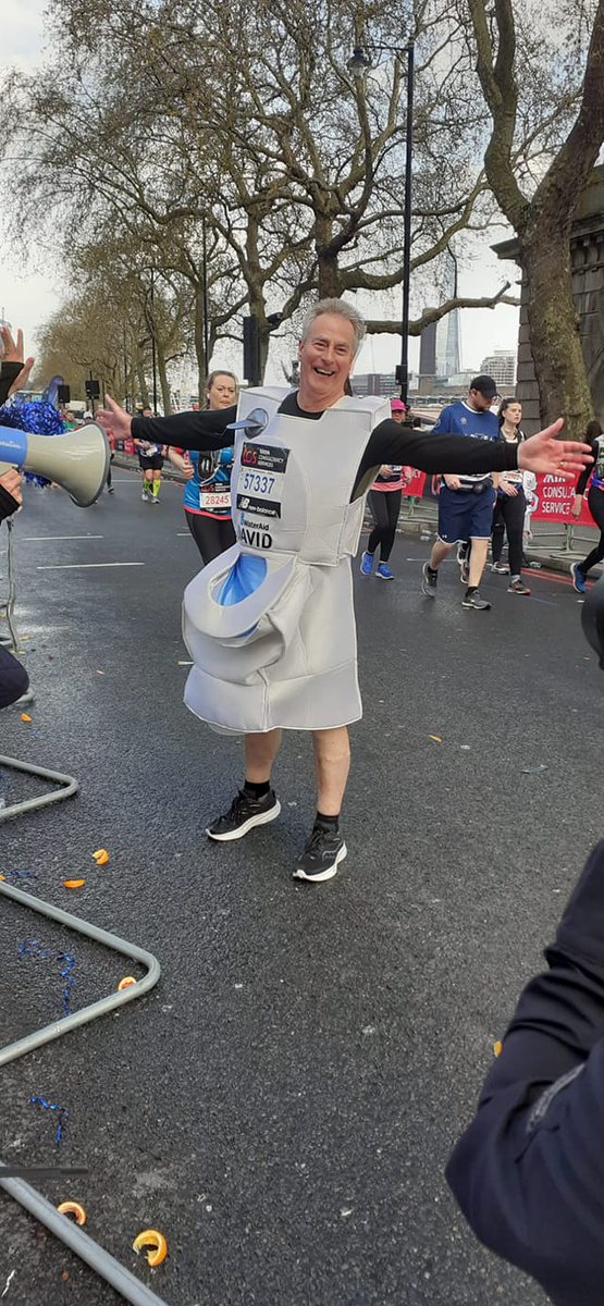 This is David at the London Marathon last year. He's now run TEN marathons for WaterAid... all in costume 💙 Who's excited for the Marathon this weekend? #LondonMarathon #Running #Marathon