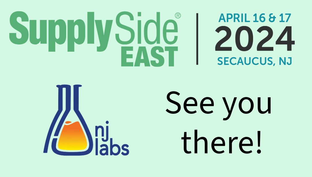NJ Labs is excited to announce our attendance at SupplySide East 2024, happening this week in Secaucus, New Jersey! 

Stop by and say hello if you're attending. See you at SupplySide East!
#SSExpo